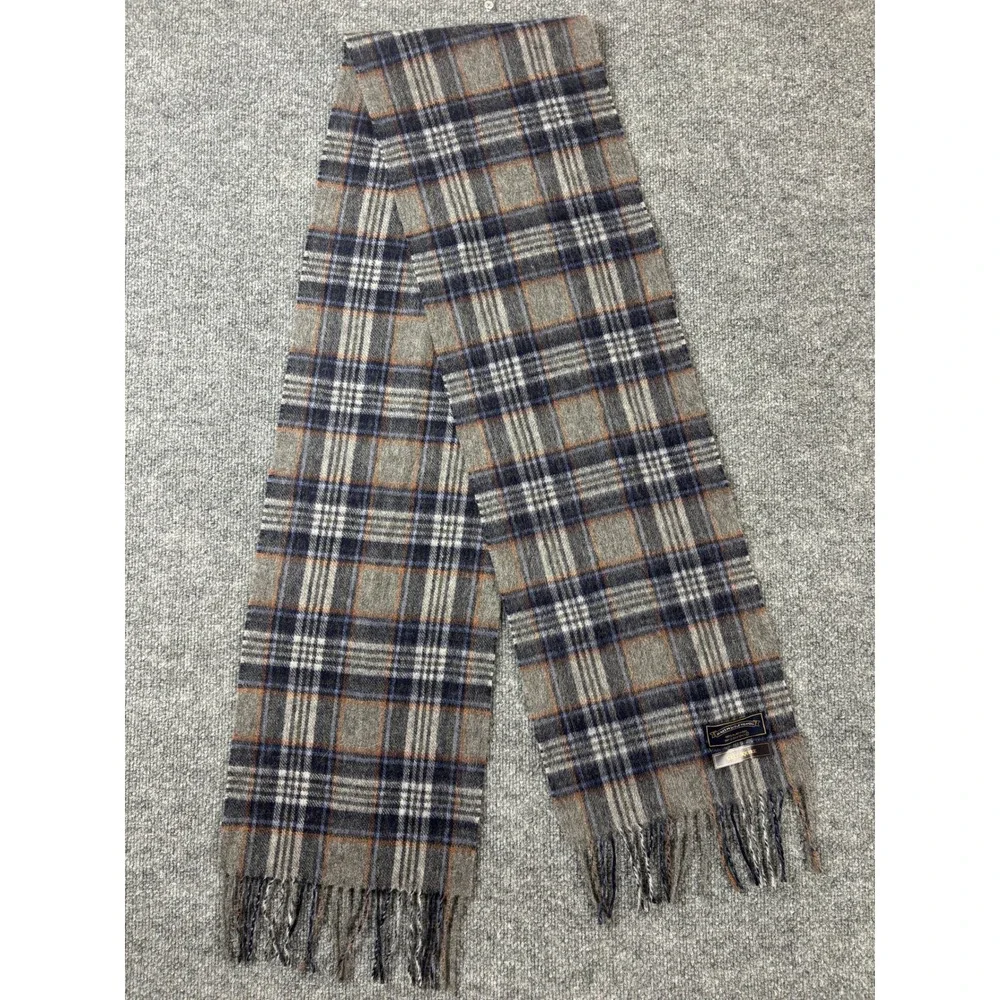 James Pringle Weavers‎ Scarf Grey 100% Pure Wool Plaid Squire Fringe Heritage